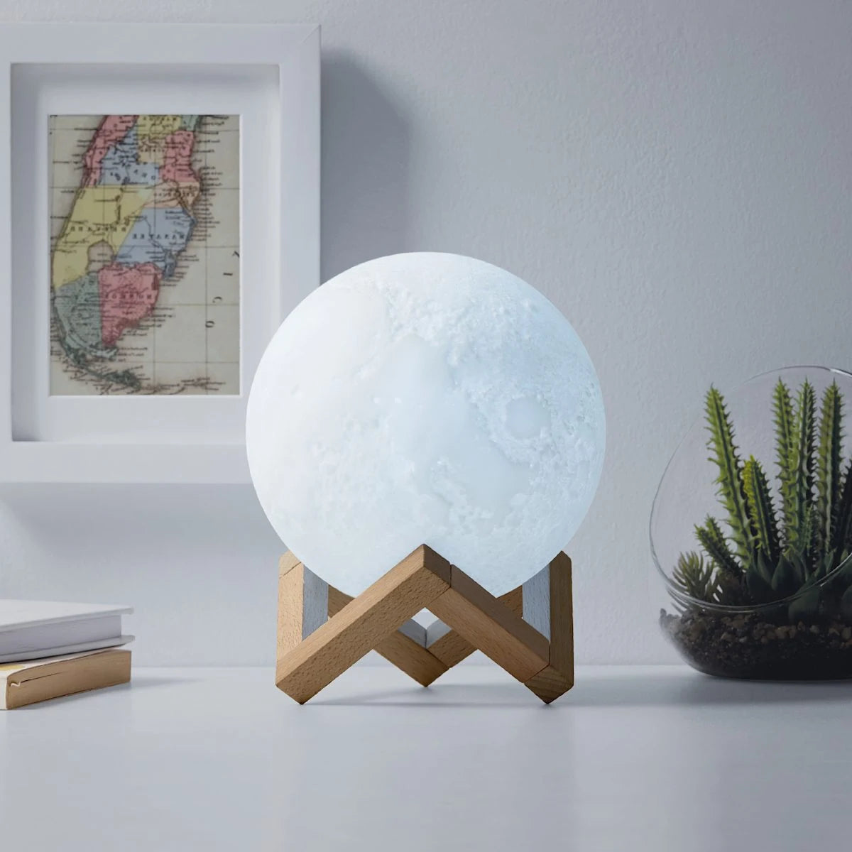 LED Moon Light with Wooden holder White Light