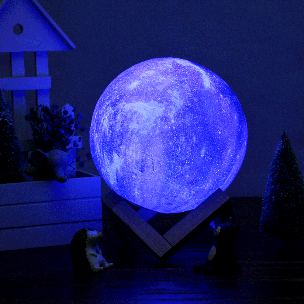 LED Moon Light with Wooden holder 7 colors