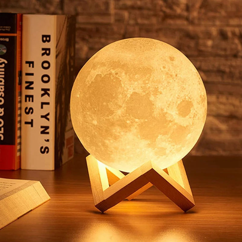 LED Moon Light with Wooden holder Warm Light