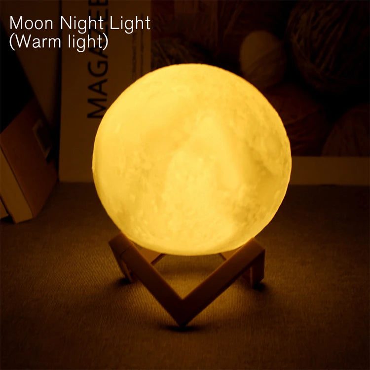 LED Moon Light with Wooden holder Warm Light