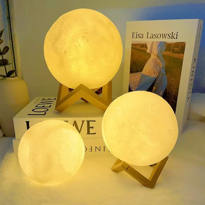 LED Moon Light with Wooden holder Warm Light
